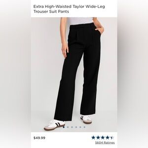 Extra High-Waisted Taylor Wide-Leg Trouser Suit Pants, XS Petite